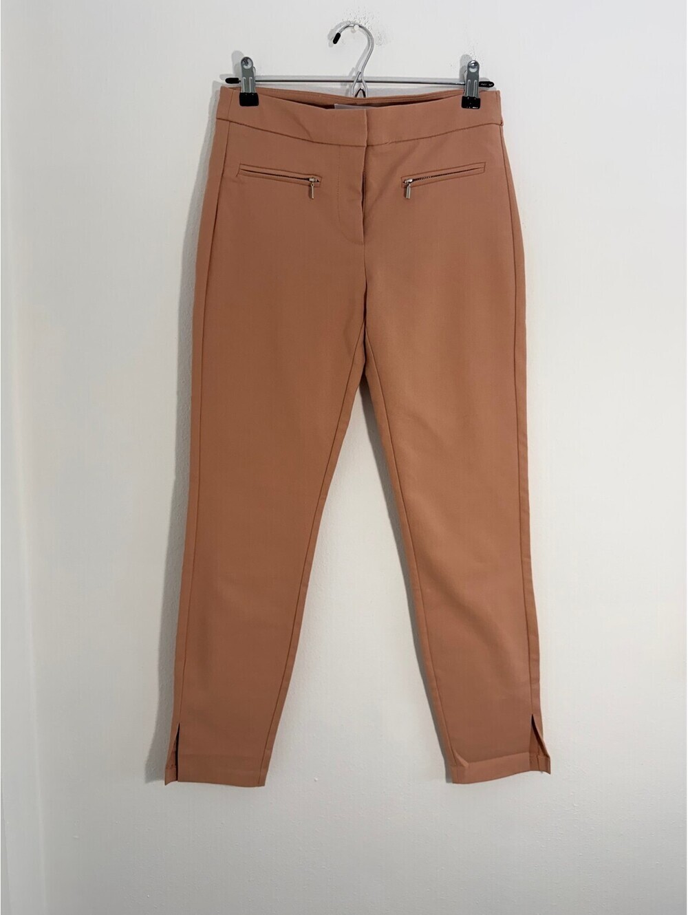 Mango Women’s Size 4 Brown Slim Ankle Pants Zip Pockets Stretch Trousers - Picture 2 of 9